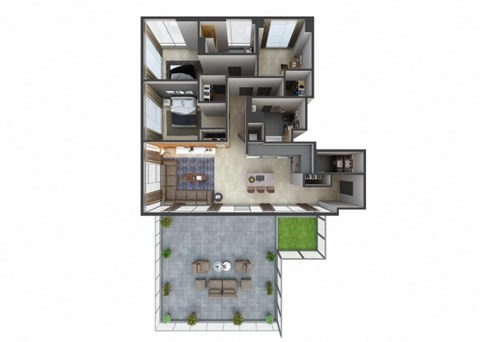 Floor plan for 3 beds, 2 baths, 1341 sqft